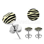 er232 par piercings oreja acero inoxidable logo cebra negra blanca 7mm distribuidor