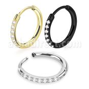 er276 one pair steel huggie earrings small cz