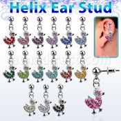erbd9 piercing oreja helix acero quirurgico bola cristal colgado pato vendido por pieza al por mayor