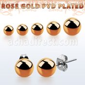 erbtt par piercing oreja bola acero quirurgico pvd oro rosa distribuidor mayorista