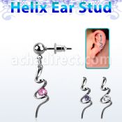 erbz13 piercing oreja helix acero quirurgico bola remolino colgado zirconia distribuidor