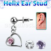 erbz66 piercing oreja acero quirurgico bola corazon horizotal colgado se vende por pieza distribuidor