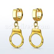 erg765 pendiente huggie oreja acero inoxidable pvd dorado colgante esposas grabado freedom oro distribuidor mayorista