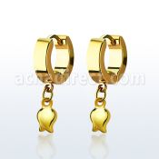 erg767 pendiente huggie oreja acero inoxidable pvd dorado colgante tulipan oro distribuidor