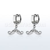 erh519 par pendientes huggie oreja acero inoxidable brillo espejo colgante bigote feliz venta
