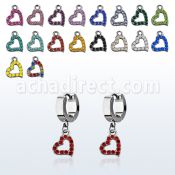 erh542 par pendientes huggie oreja acero inoxidable brillo espejo colgante corazon cristal distribuidor