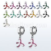 erh588 par pendientes huggie oreja acero inoxidable brillo espejo colgante arco cristal tachonado mayorista