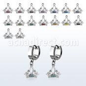 erh649 par pendientes huggie oreja acero inoxidable brillo espejo colgante cristal tachonado corona venta