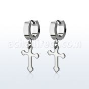 erhcros par pendientes huggie oreja acero inoxidable brillo espejo colgante cruz distribuidor