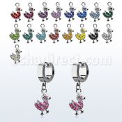 erhdk2 par pendientes huggie oreja acero inoxidable brillo espejo colgante pato cristal al por mayor