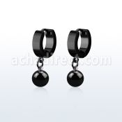 erkbt8 pendiente huggie oreja acero inoxidable pvd negro colgante bola 8mm mayorista