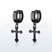 erkcro pendiente huggie oreja acero inoxidable pvd negro colgante cruz distribuidor