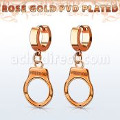 err765 pendiente huggie oreja acero inoxidable pvd oro rosa colgante esposas grabado freedom oro rosa distribuidor