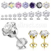 erz par piercing oreja acero inoxidable zirconia redonda clara 3mm 10mm distribuidor