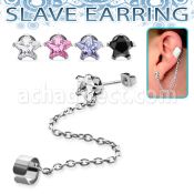 erzsdl par piercing oreja acero quirurgico zirconia estrella conectada falsa esclava helix clip se vender por pieza no por par distribuidor
