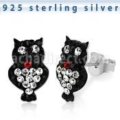 esfd36m par piercing oreja plata 925 buho multi cristal ferido distribuidor mayorista