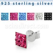 esfd6m par piercing oreja plata esterlina 925 cuadrado 5mm multi cristal ferido venta