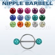 frnpe5 pezonera redonda acero quirurgico barbell acero 316l bolas multi cristal ferido 5mm distribuidor mayorista