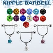 frsnp6 barbell pezon estribo acero quirurgico bolas 5mm bola 6mm multi cristal venta