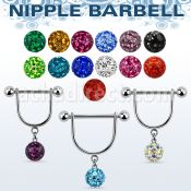 frsnp8 barbell pezon estribo acero quirurgico bolas 5mm bola 8mm multi cristal venta