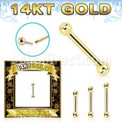 gbbb25 14k gold threadless push pin barbell 16g balls