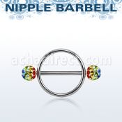 gfrnpe5 pezonera redonda acero quirurgico barbell acero 316l bolas multi cristal ferido 5mm bandera gay mayorista