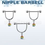 gfrsnp6 barbell pezon estribo acero quirurgico bolas 5mm bola 6mm multi cristal bandera gay distribuidor