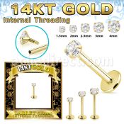 glbzxi 14k gold labret 1mm 18g prong set cz internal
