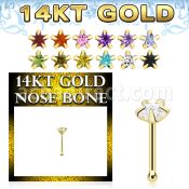 gnbsc1 14k gold nose bone cz star 1pcs