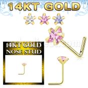 gnszsm1 14k gold nose stud 22g 3mm star cz