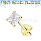 gpqz par piercing oreja plata esterlina oro 18 kts zirconia clara cuadrada 3mm 8mm venta