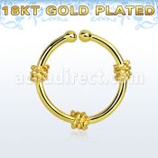 gpsep12g anillo septum falso plata 925 oro 18 kts 1mm tres cuerdas envueltas alrededor anillo 12mm mayorista