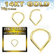 gsgha16 14k gold hinged segment ring 16g drop shape