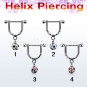 heuafr5 piercing helix estribo acero quirurgico barbell bolas 3mm 5mm multi cristal ferido puntos 8mm mayorista