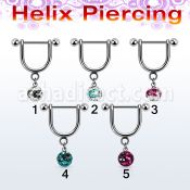 heucfr5 piercing helix estribo acero quirurgico barbell bolas 3mm 5mm multi cristal ferido rayas cebra 8mm al por mayor