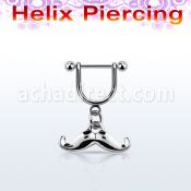 heud7 piercing helix estribo acero quirurgico barbell bola 3mm colgante bigote feliz al por mayor