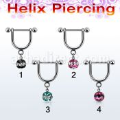 heudfr5 piercing helix estribo acero quirurgico barbell bolas 3mm 5mm multi cristal ferido triple linea 8mm venta