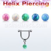 heuop5s piercing helix estribo acero quirurgico barbell bolas 3mm bola opalo sintetica 5mm distribuidor mayorista