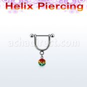 heurfr5 piercing helix estribo acero quirurgico barbell bolas 3mm 5mm multi cristal ferido rayas rasta 8mm mayorista