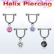 heuz10 piercing helix estribo acero quirurgico barbell bolas 3mm zirconita redonda 6mm 8mm distribuidor mayorista