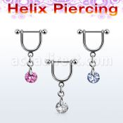 heuz1 piercing helix estribo acero quirurgico barbell bolas 3mm zirconita redonda 8mm distribuidor mayorista