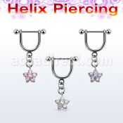 heuz7 piercing helix estribo acero quirurgico barbell bolas 3mm flor zirconita venta
