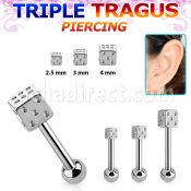 hexfd piercing tragus triple acero 316l bola 3mm dado acero 2 5mm 4mm mayorista