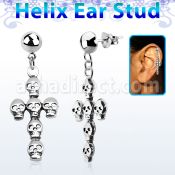 hexvd11 piercing helix plata esterlina lisa cruz formada por calaveras plata 925 eja al por mayor