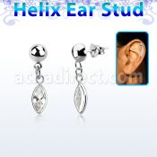 hexvd29 piercing helix plata esterlina lisa colgante zirconia marquisa bisel eja distribuidor