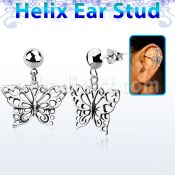 hexvd5 piercing helix plata esterlina lisa mariposa plata 925 eja distribuidor mayorista