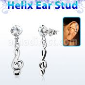 hexzd17 piercing helix plata esterlina 925 zirconia 6mm nota musical eja mayorista