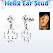 hexzd19 piercing helix plata esterlina 925 zirconia 6mm cruz eja al por mayor