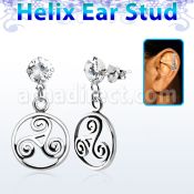 hexzd23 piercing helix plata esterlina 925 zirconia 6mm triskel colgado eja al por mayor
