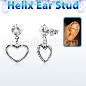 hexzd24 piercing helix plata esterlina 925 zirconia 6mm corazon colgado eja al por mayor